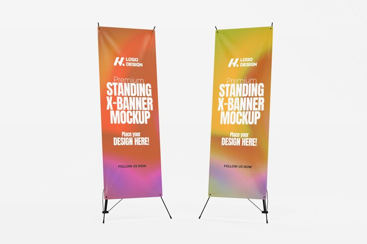 3d renderizado Standing XBanner Mockup para publicidad y marca