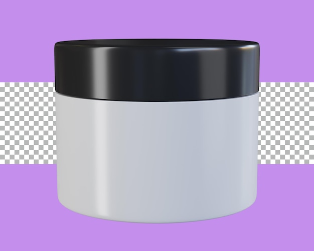 3d renderizado tarro de crema cosmética blanca tapa negra transparente