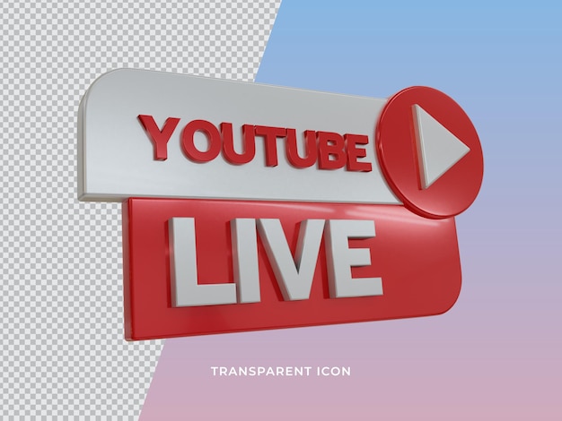 3D renderizado transparente 3D Youtube Live icono vista aislada