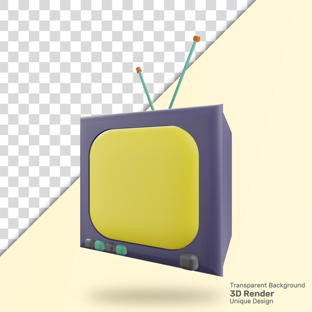 3d renderizado tv viejo con fondo transparente