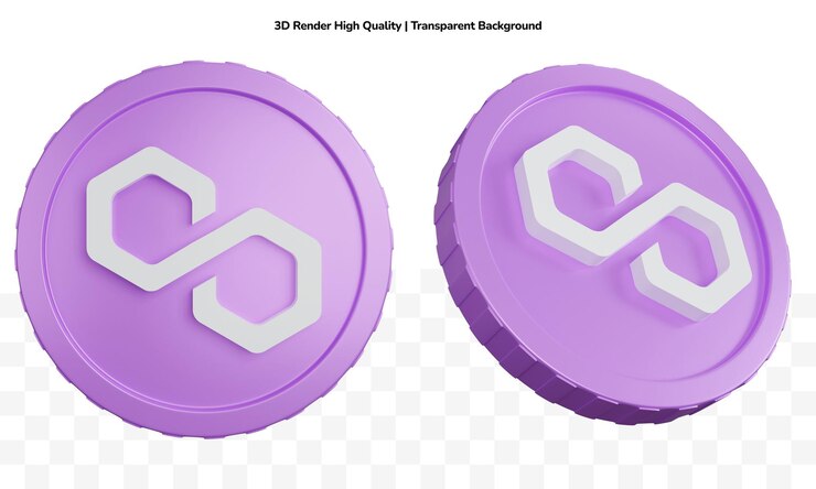 PSD 3d renderizando duas moedas crypto polygon isolado