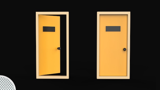 PSD 3d renderizar a entrada da sala da porta com moldura da porta