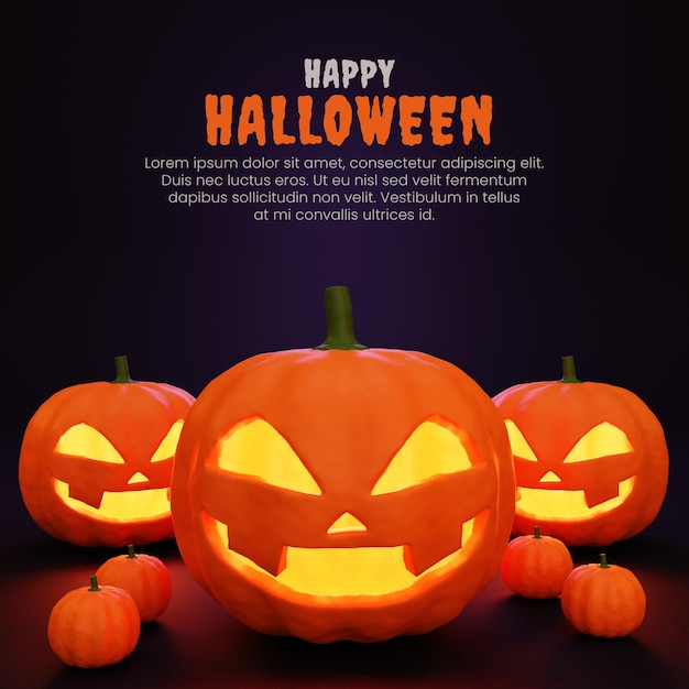 3d renderizar fundo de abóboras de halloween