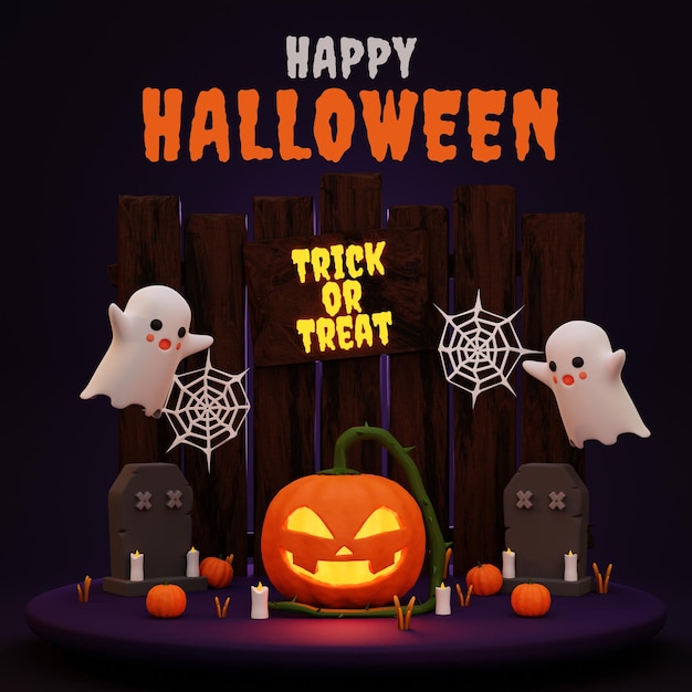 3d renderizar fundo de abóboras de Halloween