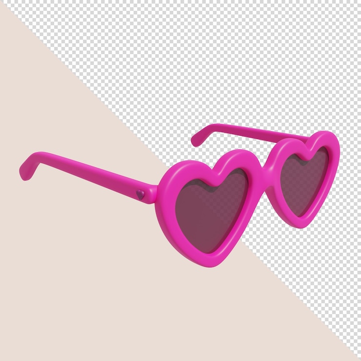 PSD 3d renderizar gafas de sol rosas con un marco en forma de corazón