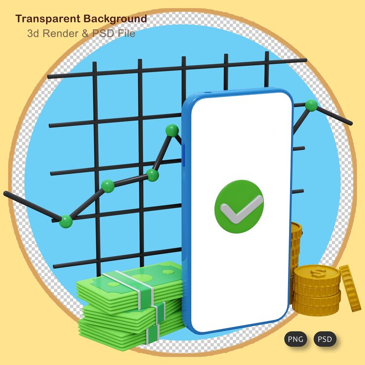 PSD 3d renderizar gestión financiera de beneficios
