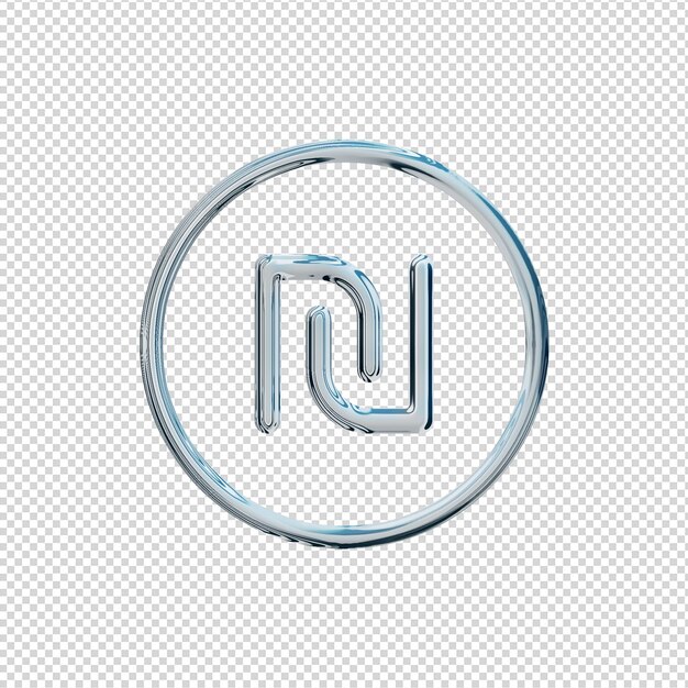 3D renderizar ícone de shekel cromo brilhante