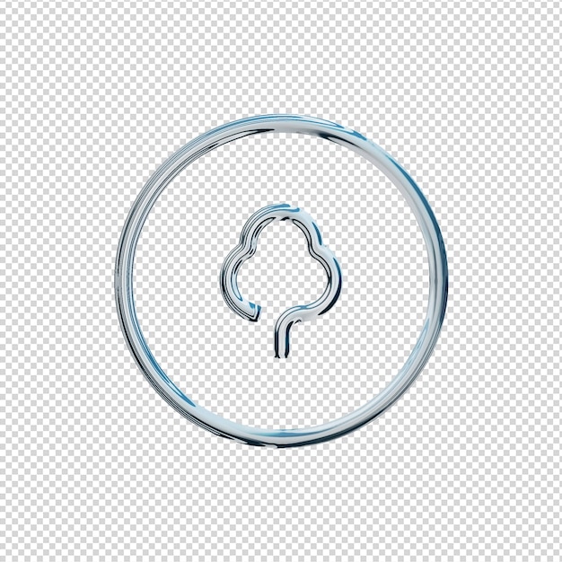 PSD 3d renderizar ícone gumtree chrome brilhante