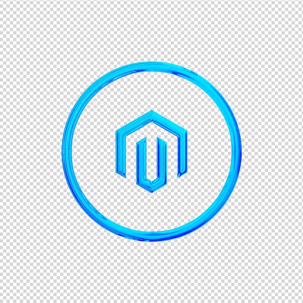 3D renderizar ícone Magento azul brilhante