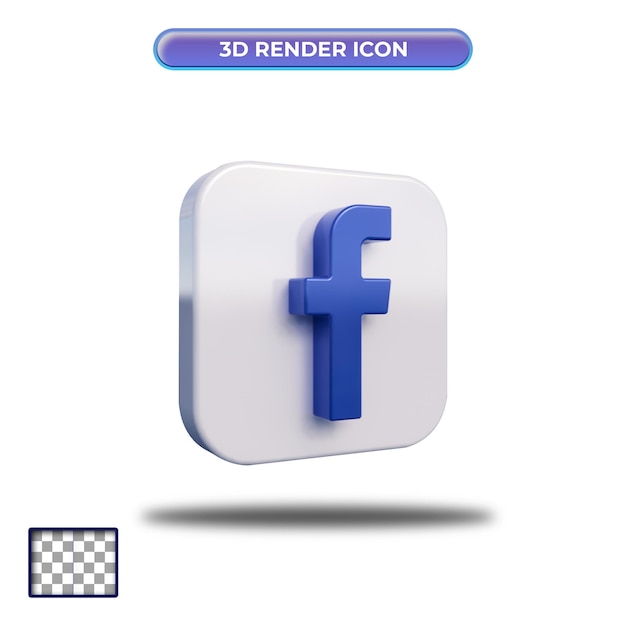 PSD 3d renderizar icono de facebook para composición