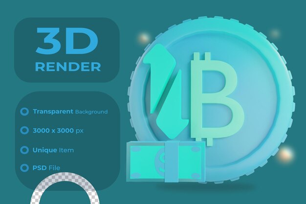 3d renderizar ilustración de cambiador de dinero bitcoin