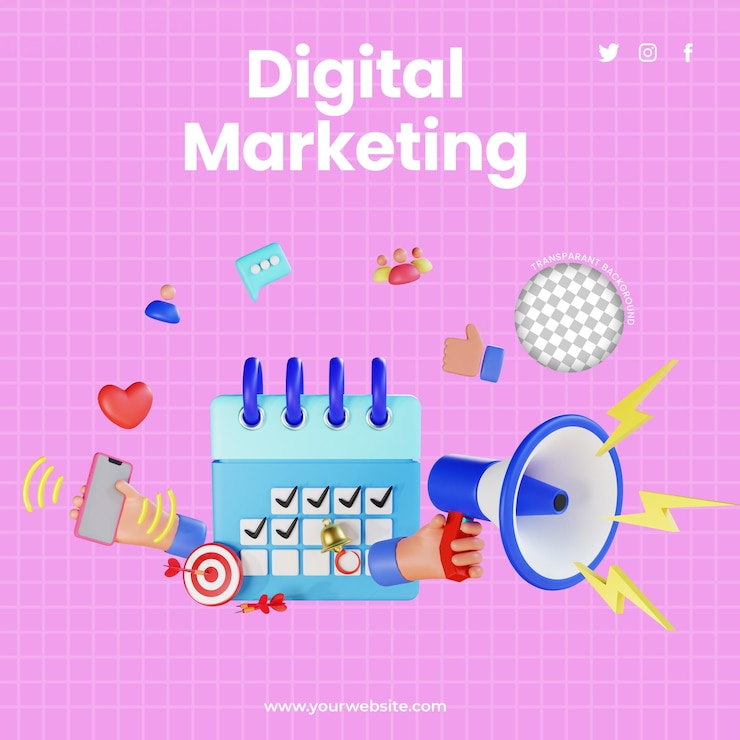 PSD 3d renderizar ilustración de marketing digital