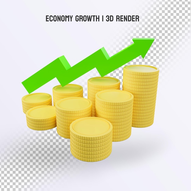 3d renderizar la inversión aumentando el crecimiento del mercado financiero transparente