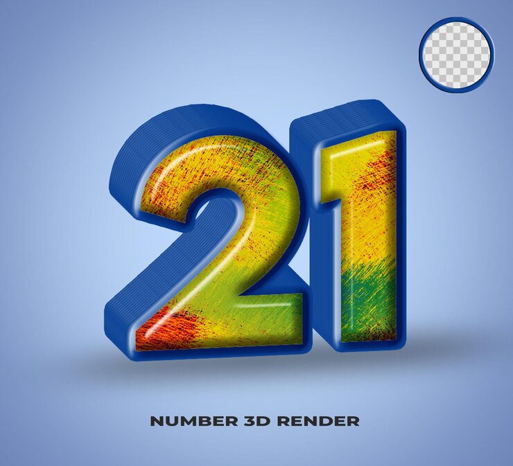 PSD 3d renderizar línea numérica azul con colorido abstracto brillante