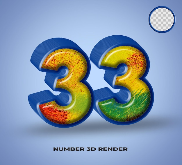 3D renderizar línea numérica azul con colorido abstracto brillante