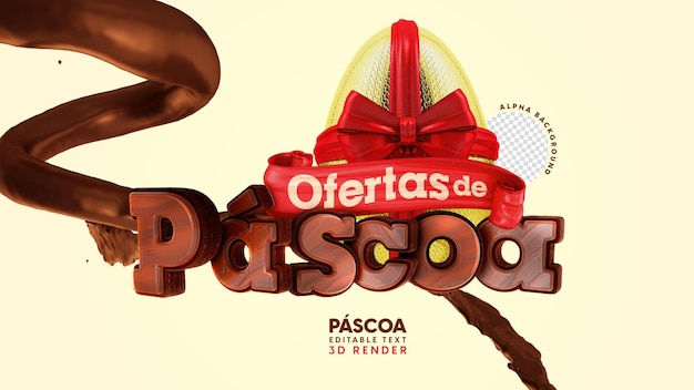 PSD 3d renderizar logotipo de páscoa psd