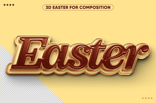 3d renderizar logotipo marrom da páscoa para composição