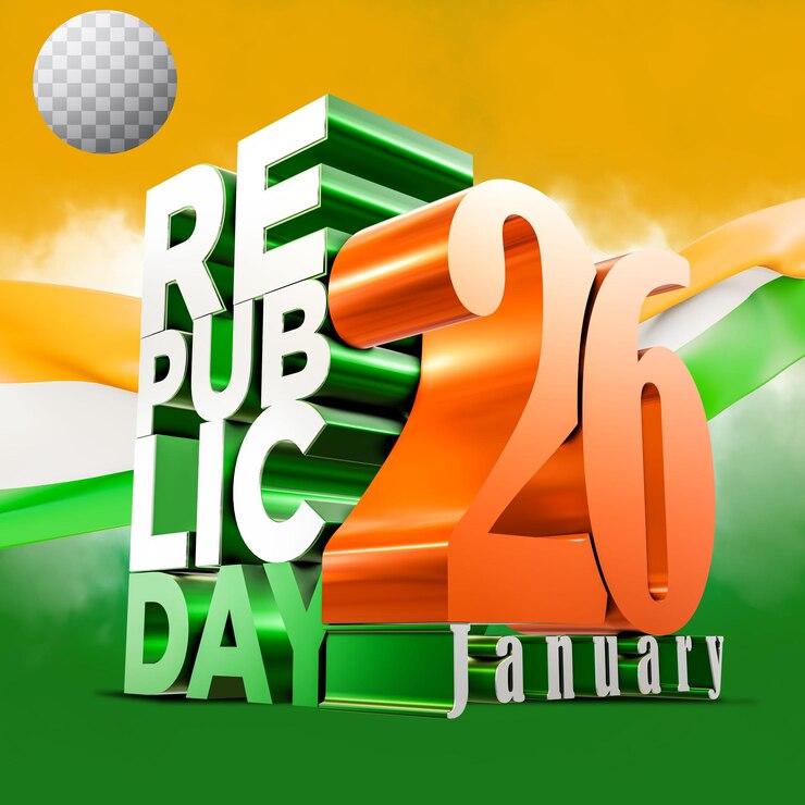 3d renderizar o conceito de dia da república indiana com fundo transparente