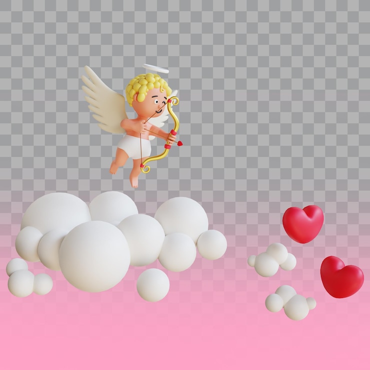 PSD 3d renderizar o cupido dos namorados com seta e amor