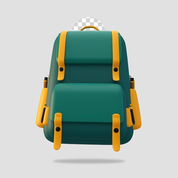 3d renderizar o ícone de mochila escolar isolado