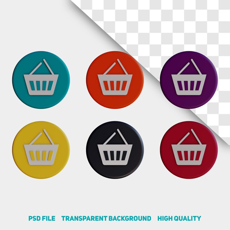 PSD 3d renderizar o ícone do aplicativo da cesta de compras psd premium