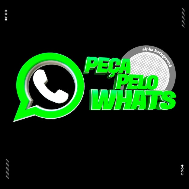 PSD 3d renderizar el pedido de la aplicación whatsapp del sello