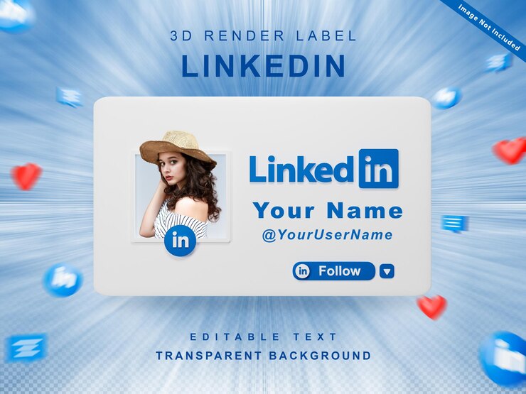 3d renderizar perfil de icono de banner en linkedin sígueme etiqueta aislada