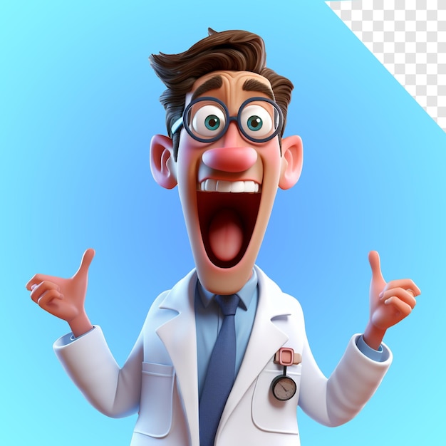 3d renderizar personagem de desenho animado médico humano com estetoscópio olhando para a câmera