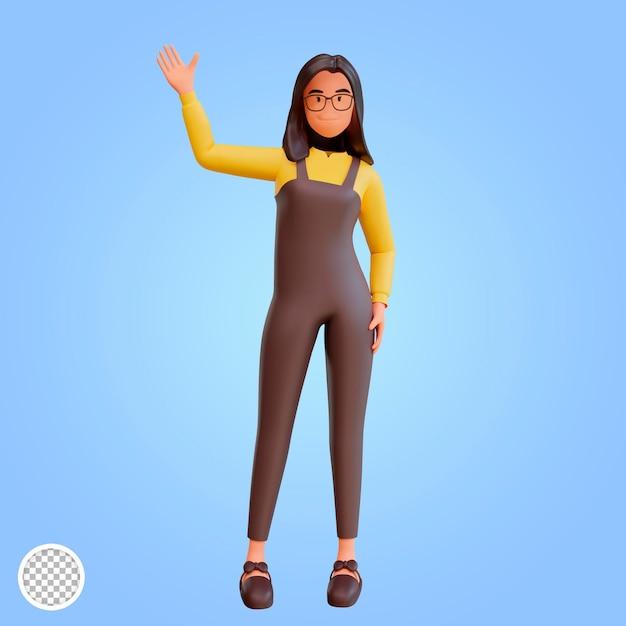 3d renderizar personagem de mulher bonita acenando