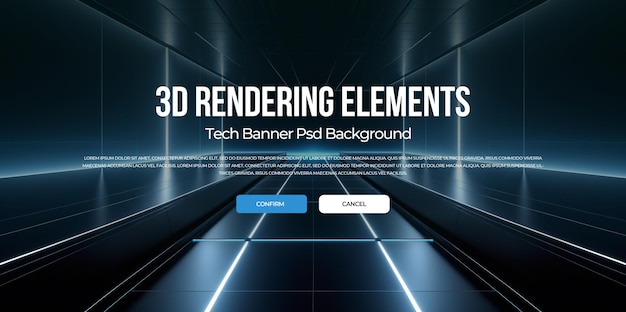 3D renderizzato HD tech epic background banner psd immagine a strati