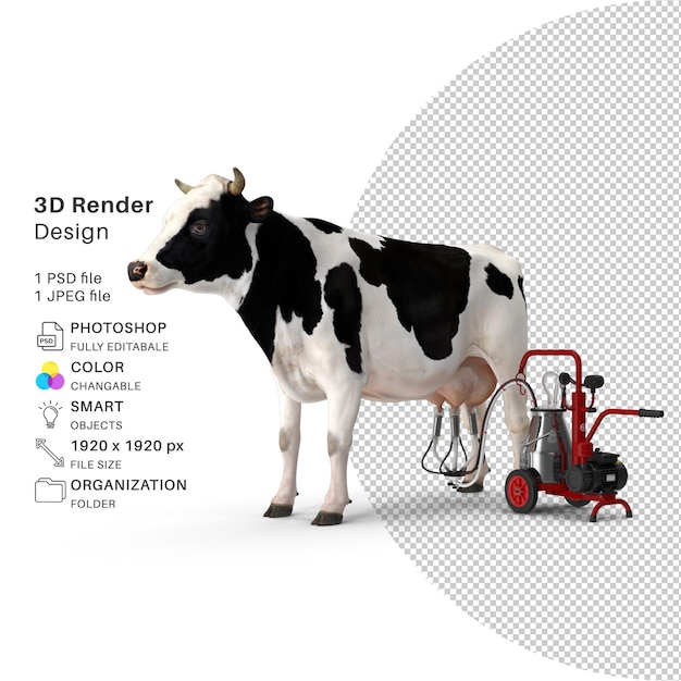 PSD 3d-rendermodell für kuhmilch