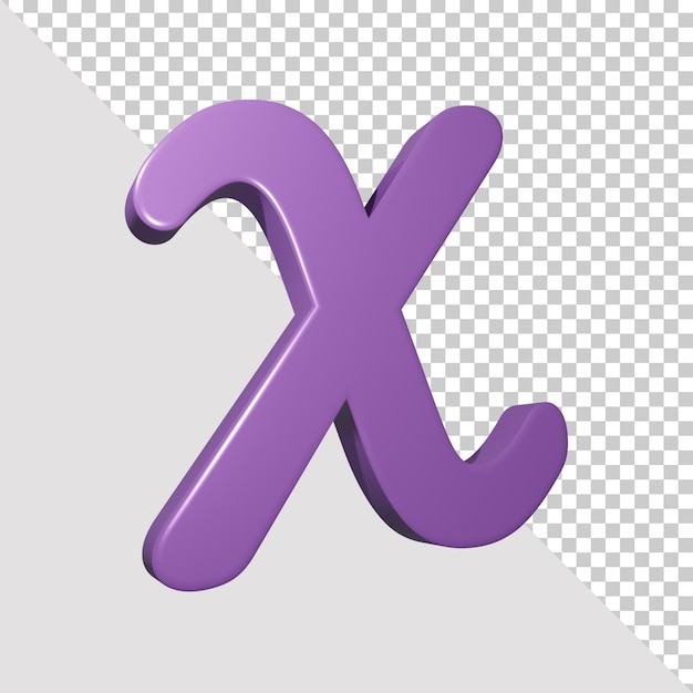 3d rendern lila alphabet buchstabe x isoliert