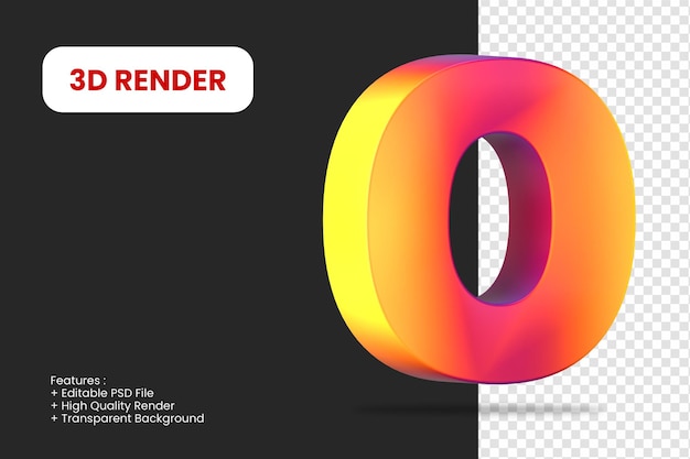 PSD 3d-rendernummer 0 mit abstrakter textur isoliert