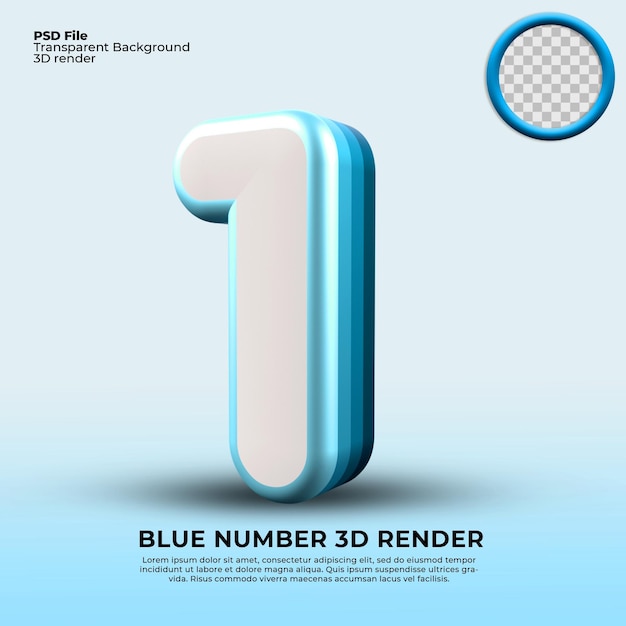 3D-Rendernummer 1 blauer Farbverlauf
