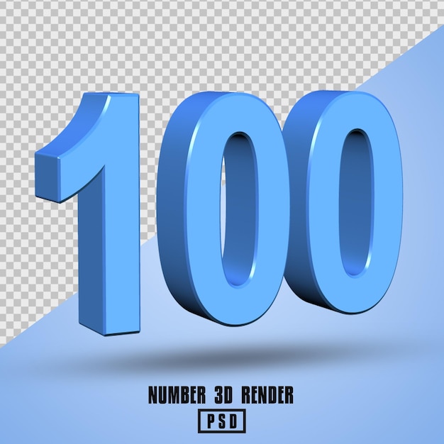 3d-rendernummer 100 hellblaue farbe