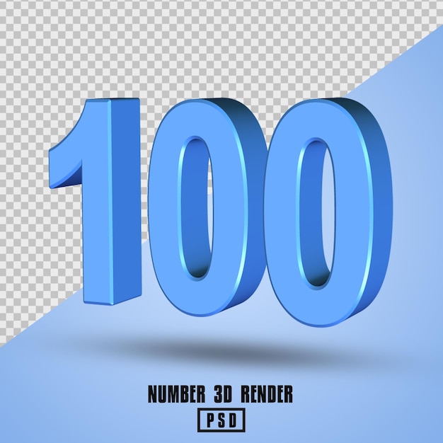 3d-rendernummer 100 hellblaue farbe