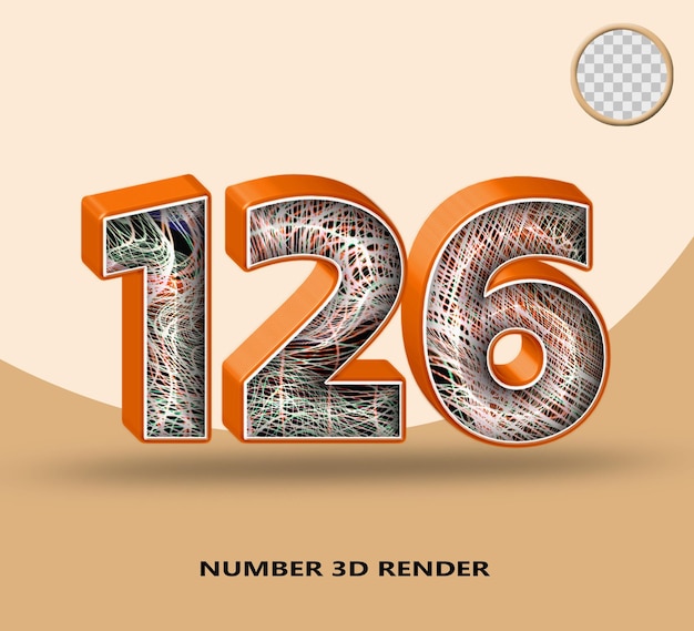 PSD 3d-rendernummer 126 linie orange glänzend mit abstrakter wellenlinie