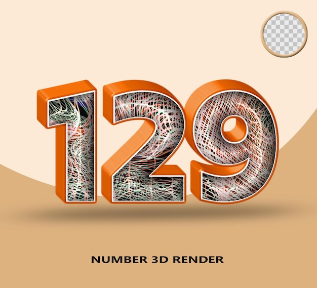 3d-rendernummer 129 linie orange glänzend mit abstrakter wellenlinie