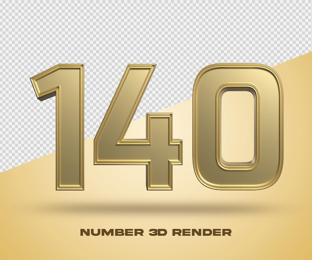 3d-rendernummer 140 goldfarbe