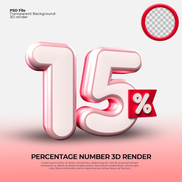 3D-Rendernummer 15 Prozent für Verkaufsrabatt-Fortschrittsbericht Online-Shop-Arbeitsfortschritt