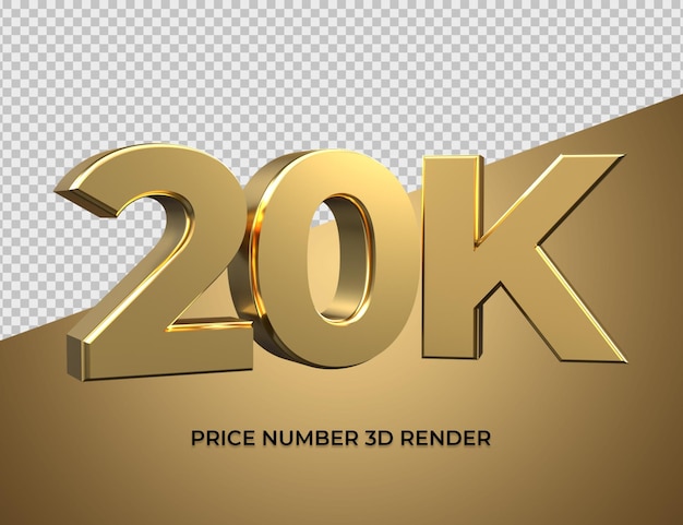 3d-rendernummer 20 im goldstil