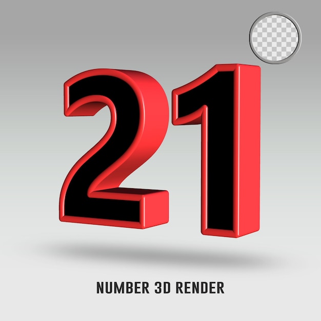 3D-Rendernummer 21 schwarz-rote Farbe