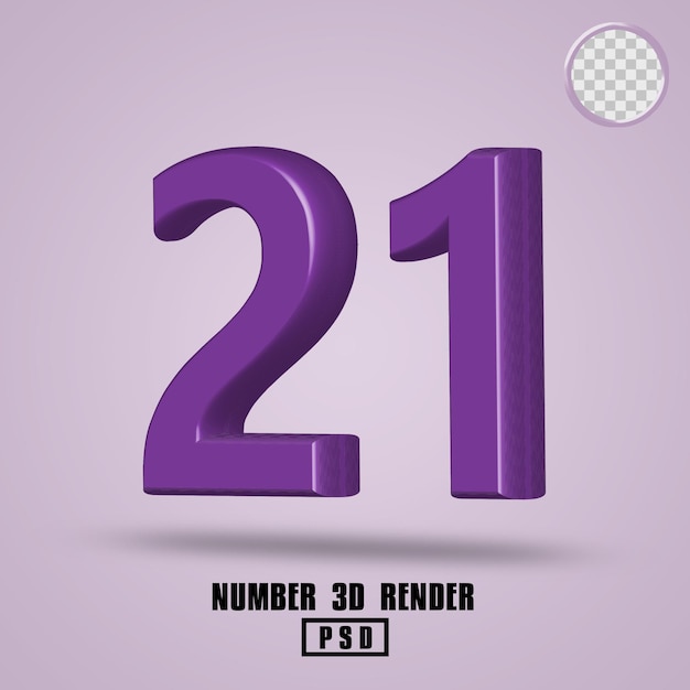 3D-Rendernummer 21 violette Farbe