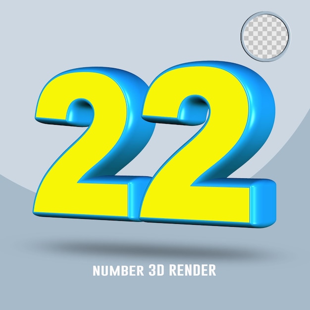 3D-Rendernummer 22 gelb hellblaue Farbe