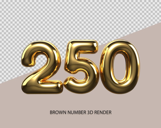 3d-rendernummer 250 goldstil transparent für preis, anzahl