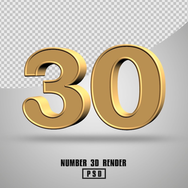 3D-Rendernummer 30 im Goldstil