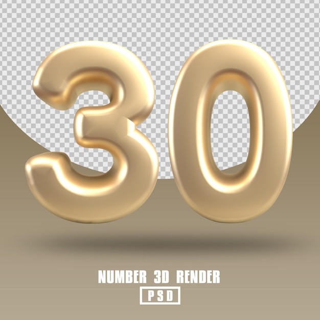3D-Rendernummer 30 im Goldstil