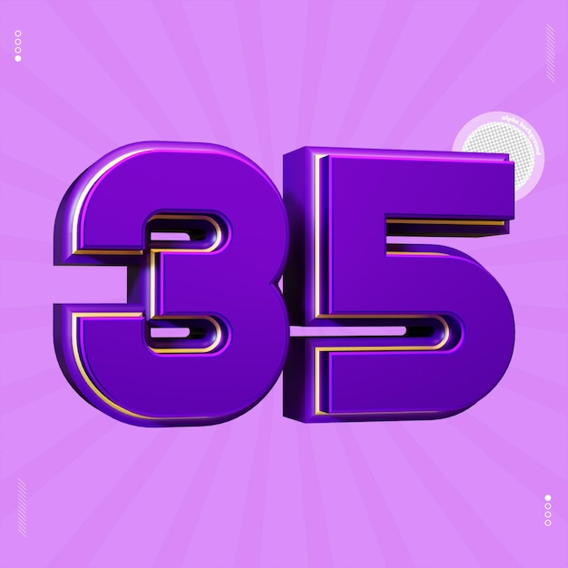 3D-Rendernummer 35 Schriftart lila