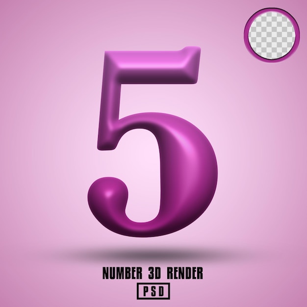 3D-Rendernummer 5 lila Verlaufsfarbe
