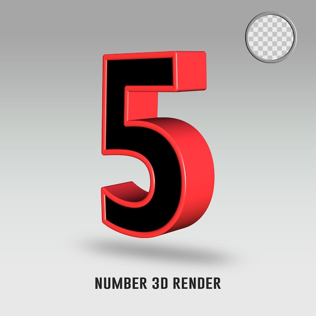 3D-Rendernummer 5 schwarz-rote Farbe